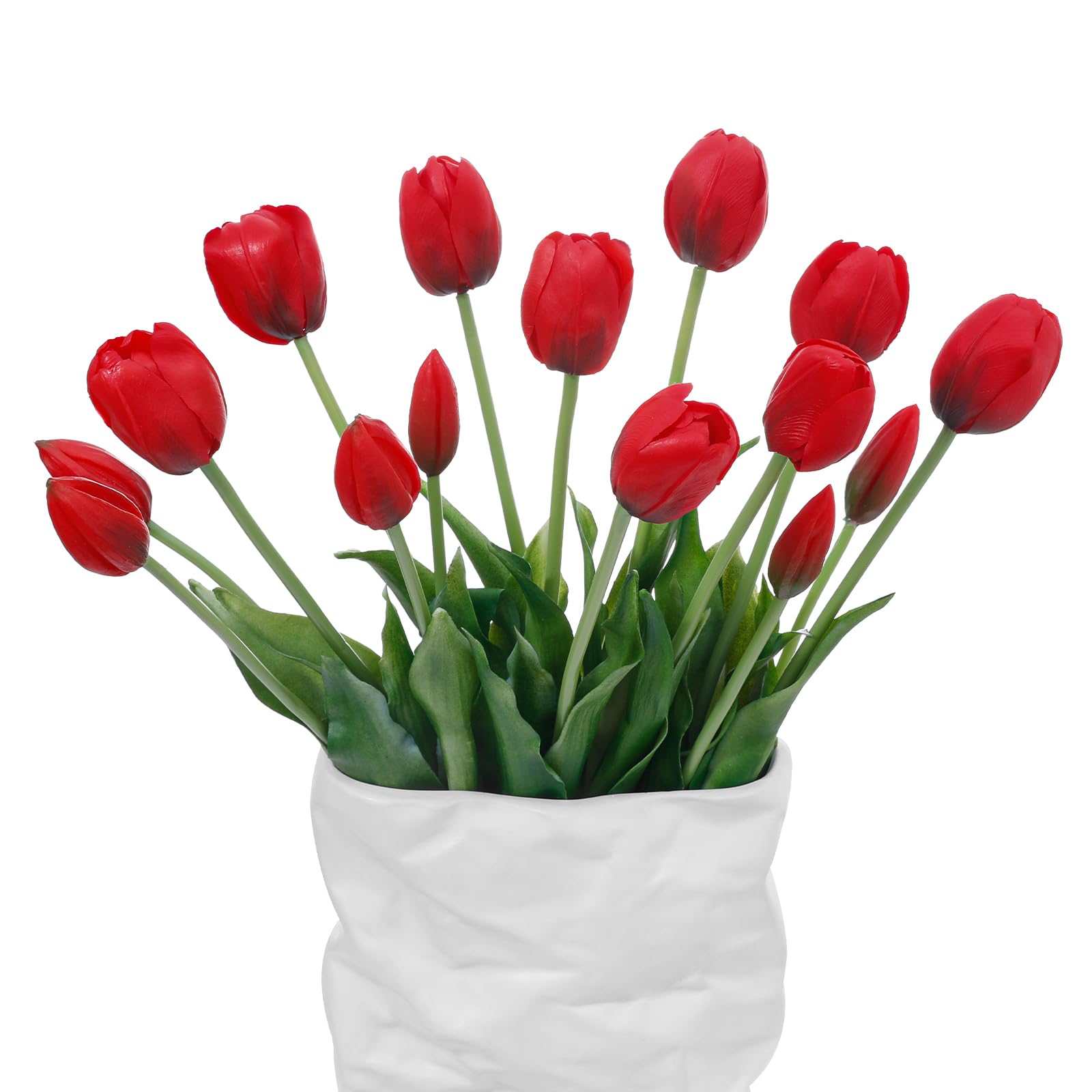 LINSIE 15 Pcs Red Artificial Tulips