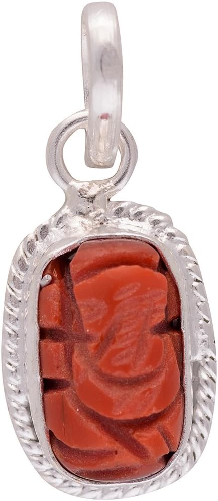 Silver Coral Ganesh Pendant