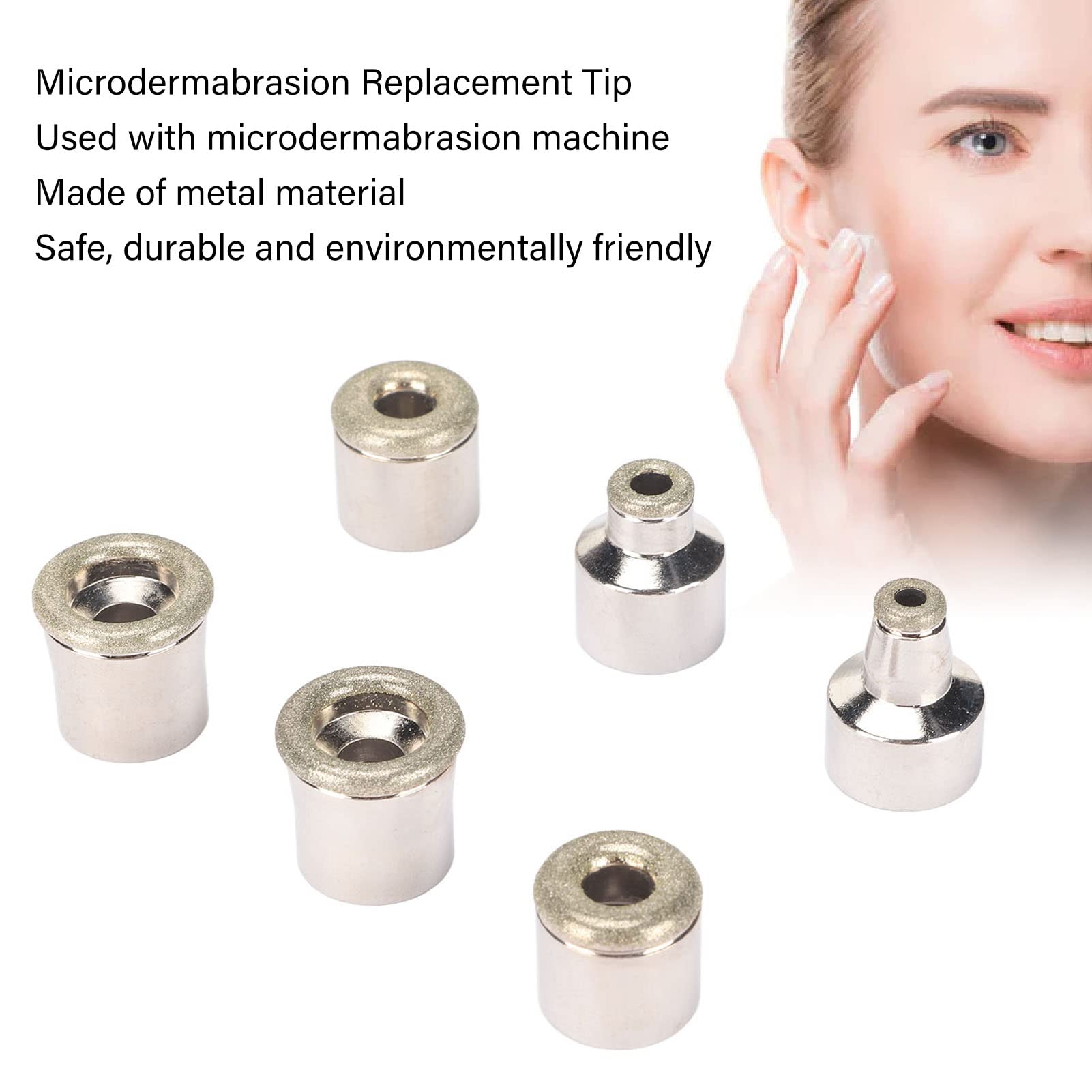 Mikrodermabrasion Diamant Spitzen, Gesichtspflege Dermabrasionsspitze, 6 Stück Mikrodermabrasions Ersatzspitze universelle Hautpflege Peeling Gesicht Mikrodermabrasionsspitze für Hand und Fuß