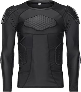 Quick-Dry Protective Sports Shirt, Eva Honeycomb Padded Long Sleeve Body Armor for Football, Basketball, Rugby, and Skateboarding Training