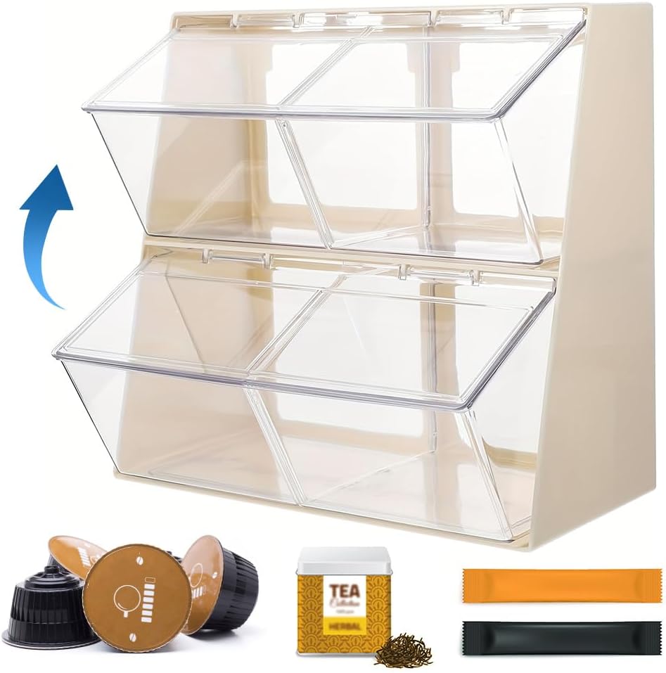 Clear Tea Bag Storage Box Stackable Tea Storage Container for Office Home Schools
