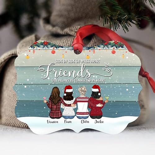 Vista 32 de Gossby Adorno personalizado para mejor amiga, regalo de Navidad personalizado con diseño, nombre, regalo de Navidad para mujeres, hermana del alma
