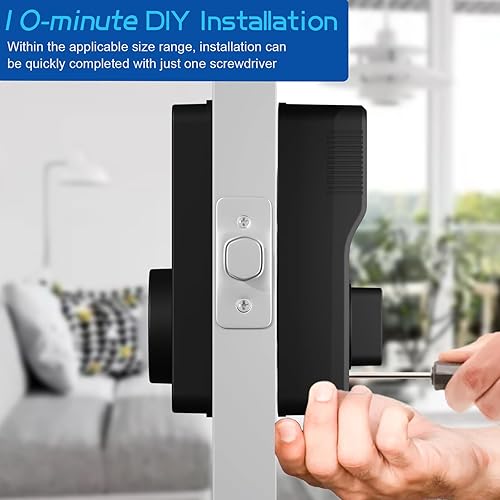 Miniatura 6 de Cerradura inteligente 4 en 1 para puerta de entrada sin llave, teclado de 6 dígitos, control Bluetooth y aplicación, bloqueo automático, fácil