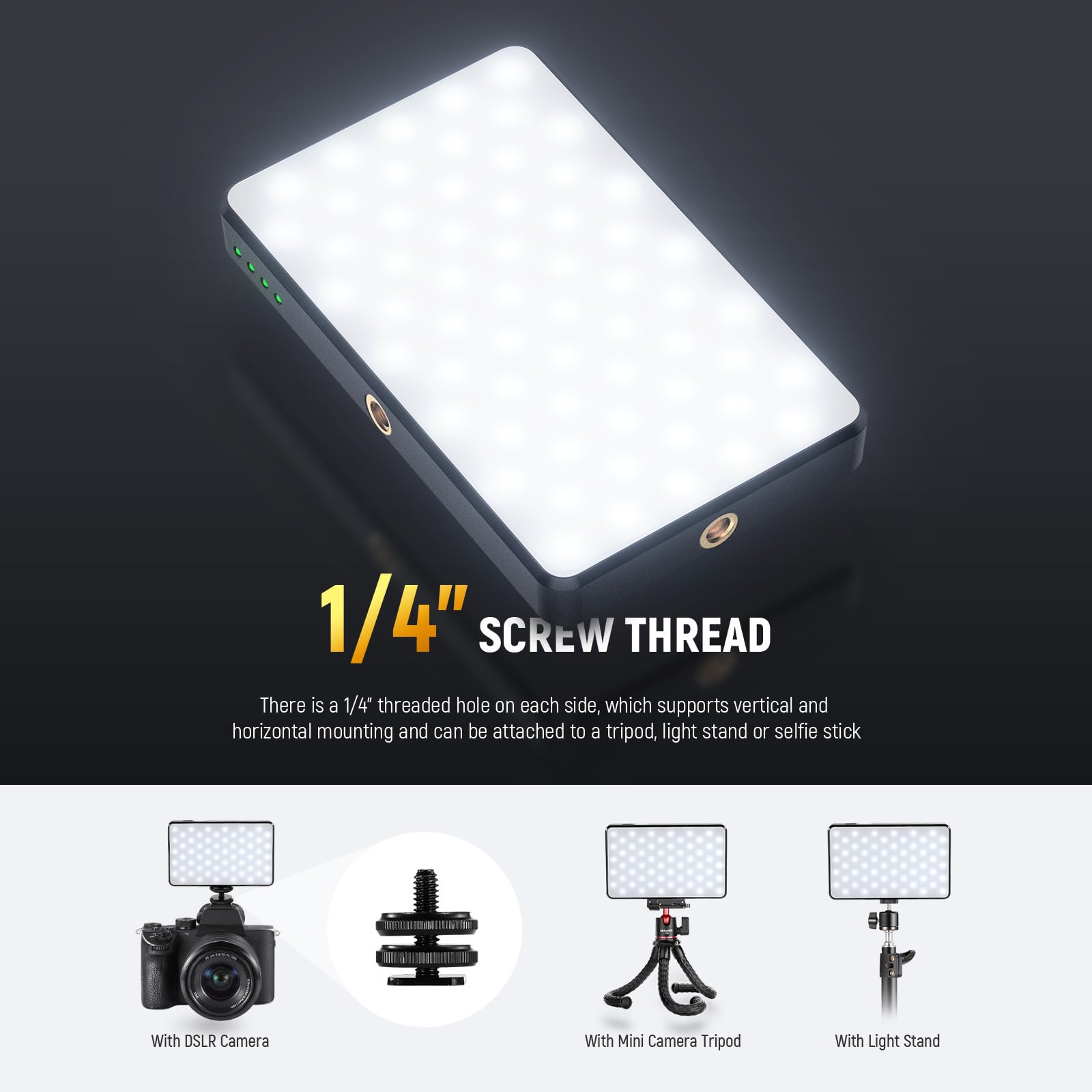 NEEWER BASICS Lampa do selfie LED do telefonu, ładowalna lampa fotograficzna 2500-9000K, kolorowe filmy, dyfuzor/3000mAh, CRI95+ regulowane oświetlenie wideo Visio do aparatu iPhone Zoom połączenia