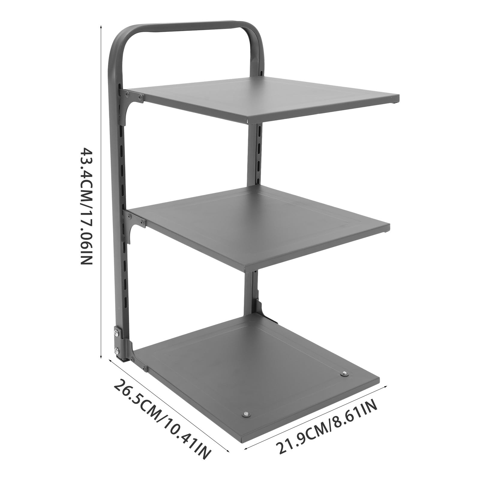 Genérico Organizador Gris de Sartenes Plegable de Acero al Carbono | Tres Niveles Cuadrado, Fácil de Instalar y Desmontar, Resistente al Óxido, Uso Multipropósito