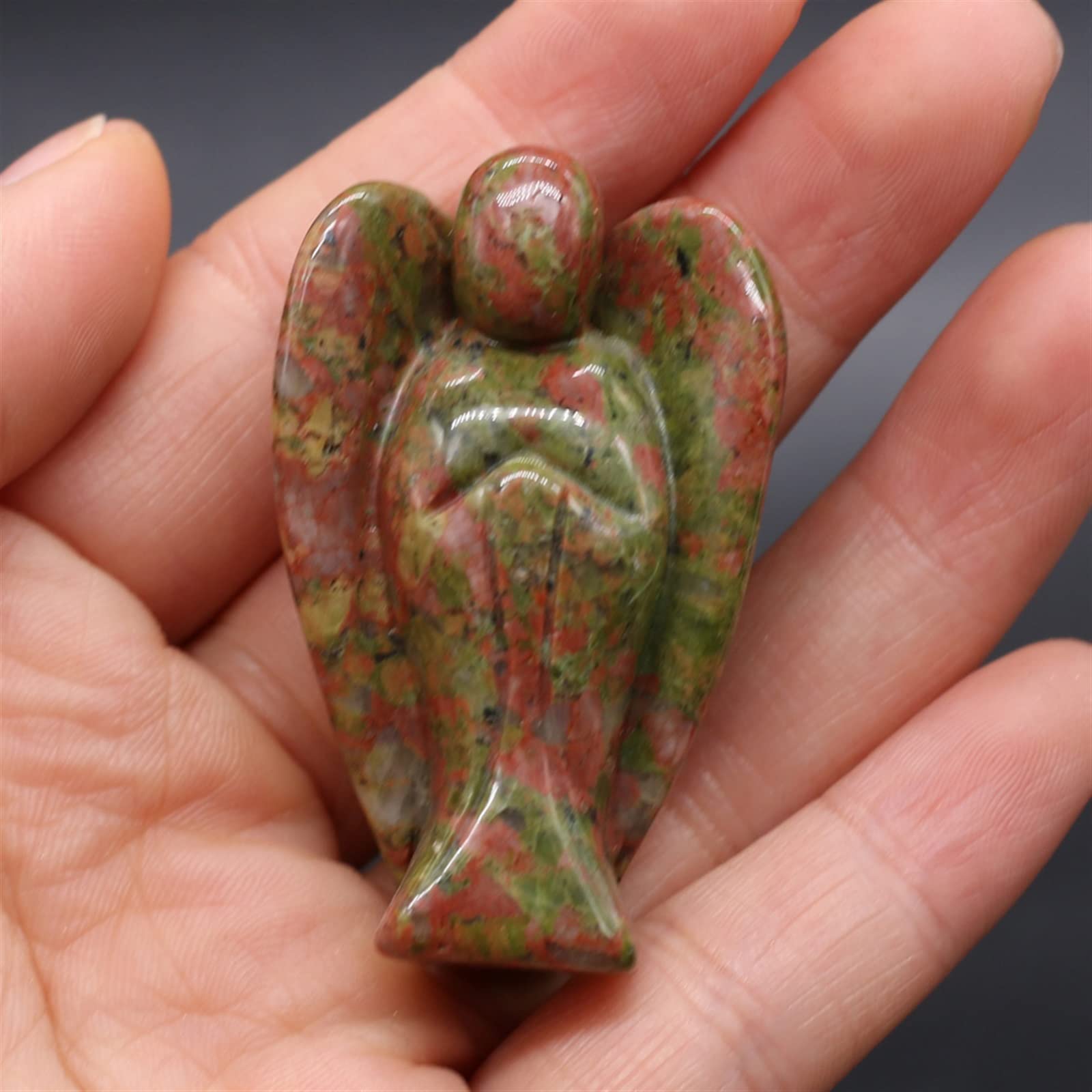 HEPBAK Statua di Angelo Custode di Cristallo Naturale Artigianato Gemme di Quarzo Rosa Opale Decorazione della casa Mini Ornamento 1 Pezzo Pietra di Cristallo