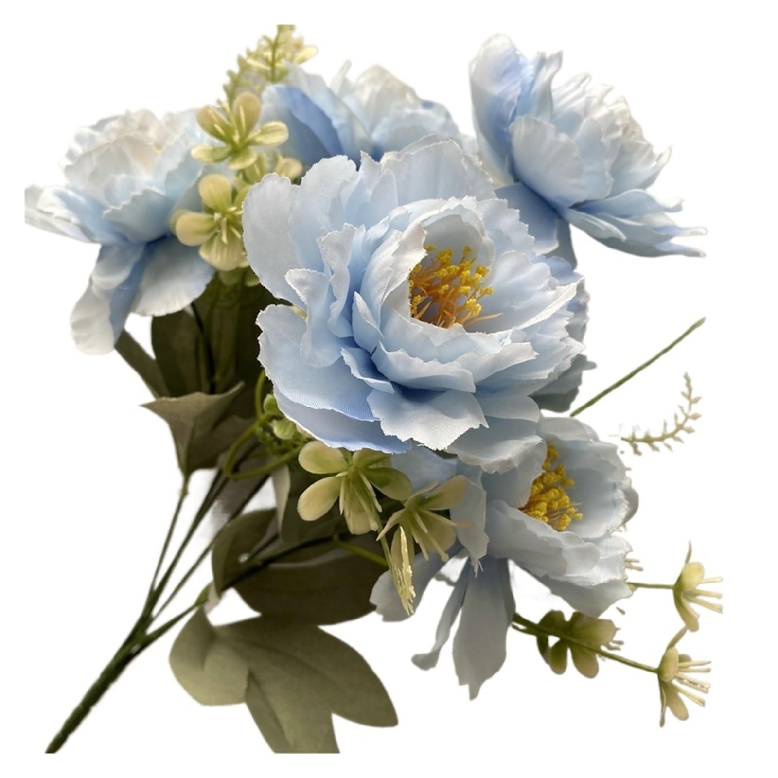 HamPaesk 1pc 35cm Artificial Flowers Silk Bouquet DIY Wedding Home Garden Decoration Fake Flower Arrangement Spring Decor(Light blue)