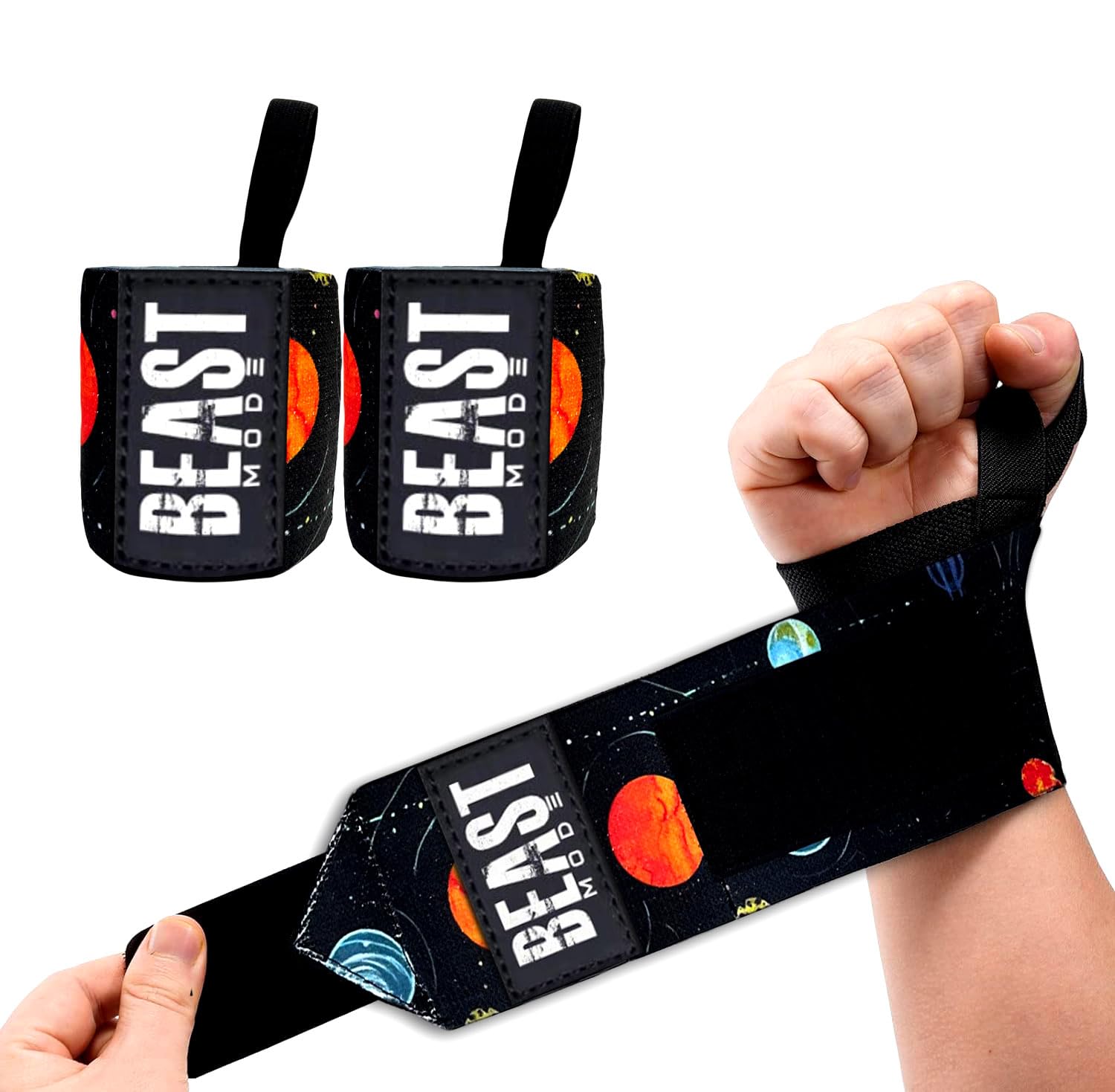 STEIGEN FITNESS Wrist Wrap for Gym, Wrist Band for Gym, Gym Hand Band, Wrist Support Gym Band Strap for Men, Wrist Supporter for Gym, Gym Wrist Band,Wraps, Lifting Straps (Planets)
