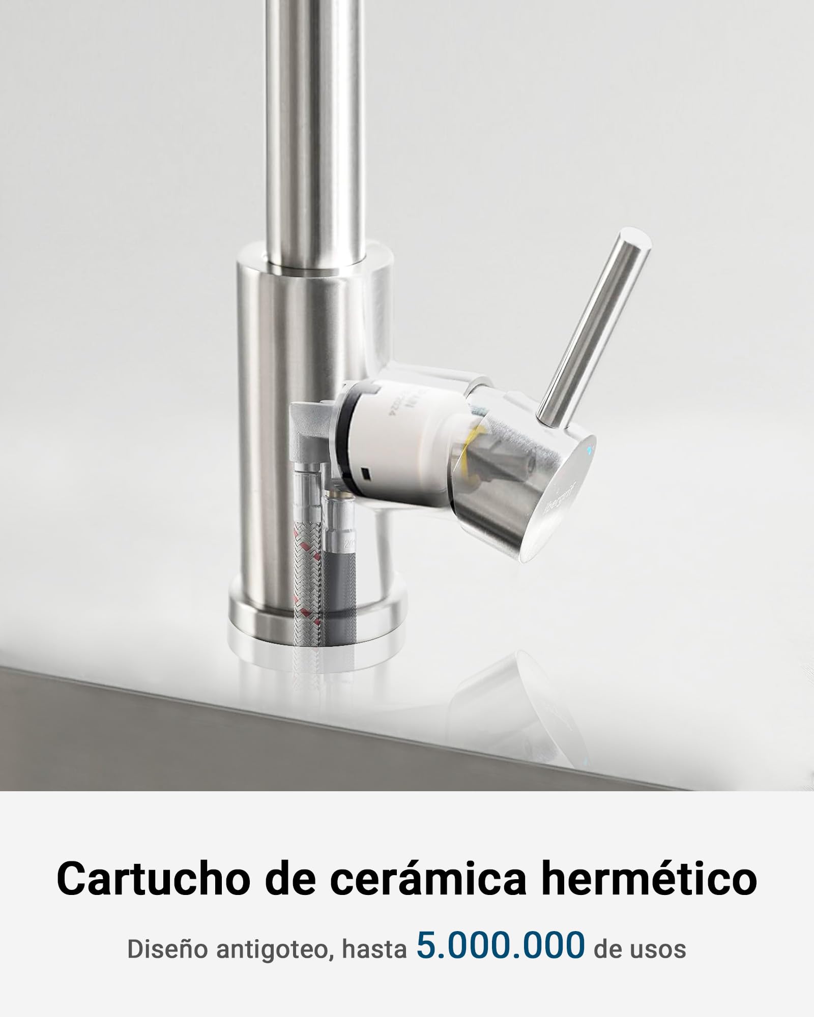 Ibergrif Grifo Cocina Extraíble, Grifo Cocina Fregadero 360° Giratorio, 3 Modos de Agua, Acero Inoxidable 304, Ahorro Energético 30%, Instalación Sin Herramientas en 5 Minutos, M22137