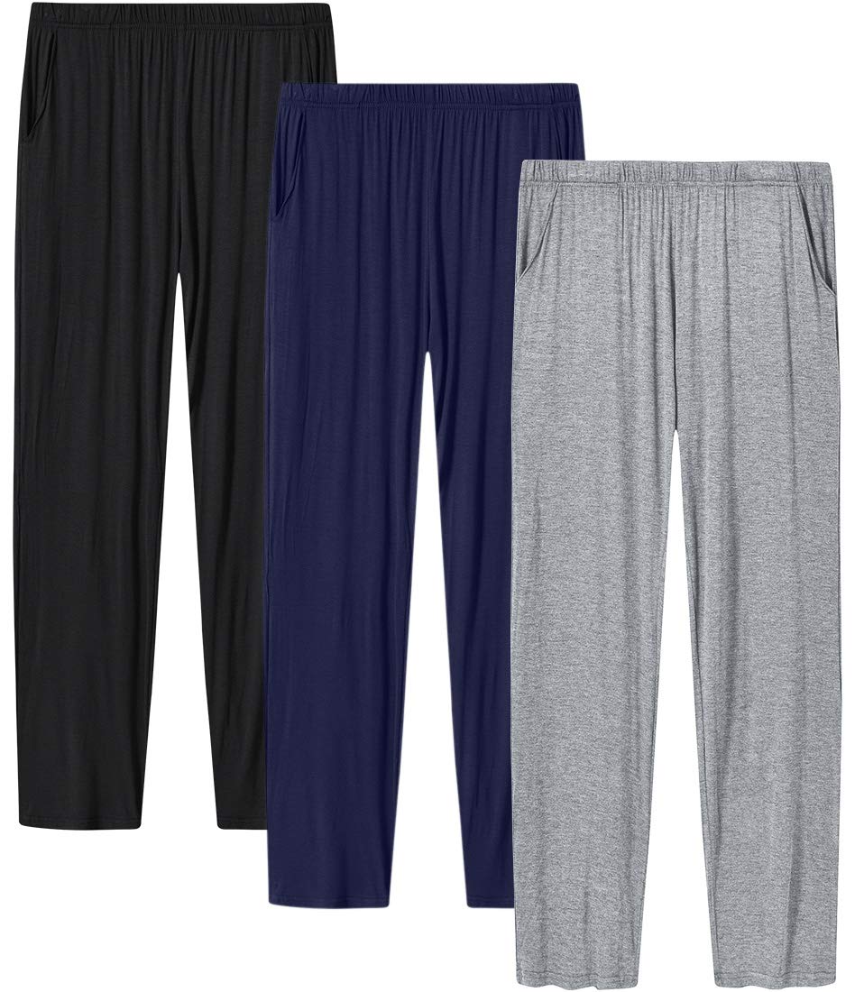 MoFiz Women's Pyjama Bottoms Sleep Lounge Pants Nightwear Soft Modal Stretchy Pajama Bottoms with Pockets(Black,Navy,Grey) Size S