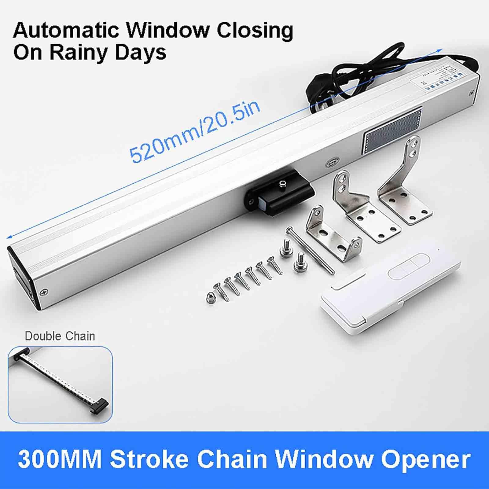 Elektronischer Fensteröffner mit Kettenantrieb, drahtlosem Regensensor, 600mm