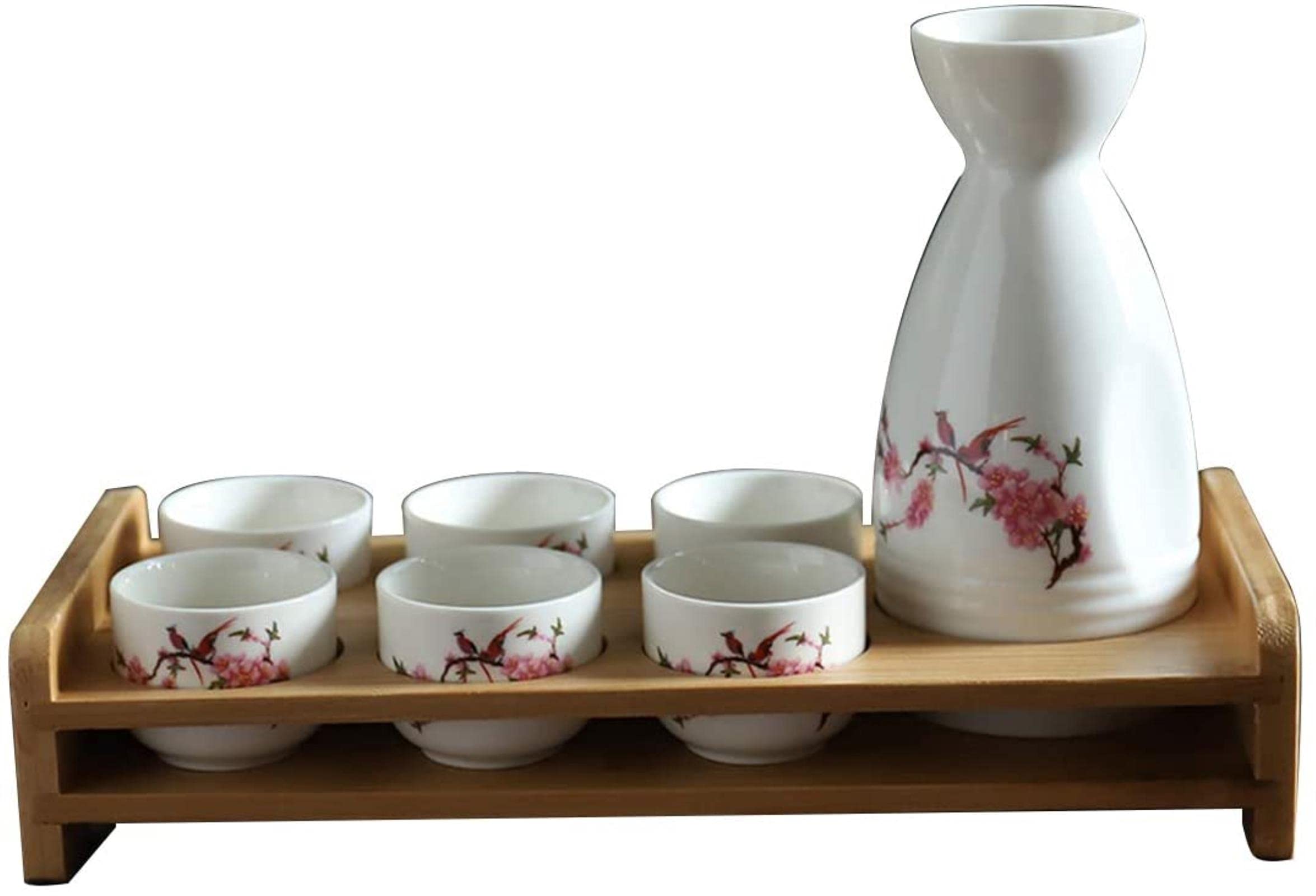 Zestaw Do Sake Concise Japoński Z Półką, 7-Częściowy Zestaw Filiżanek Do Sake, Tradycyjne Porcelanowe Filiżanki Ceramiczne, Kieliszki Do Wina, A