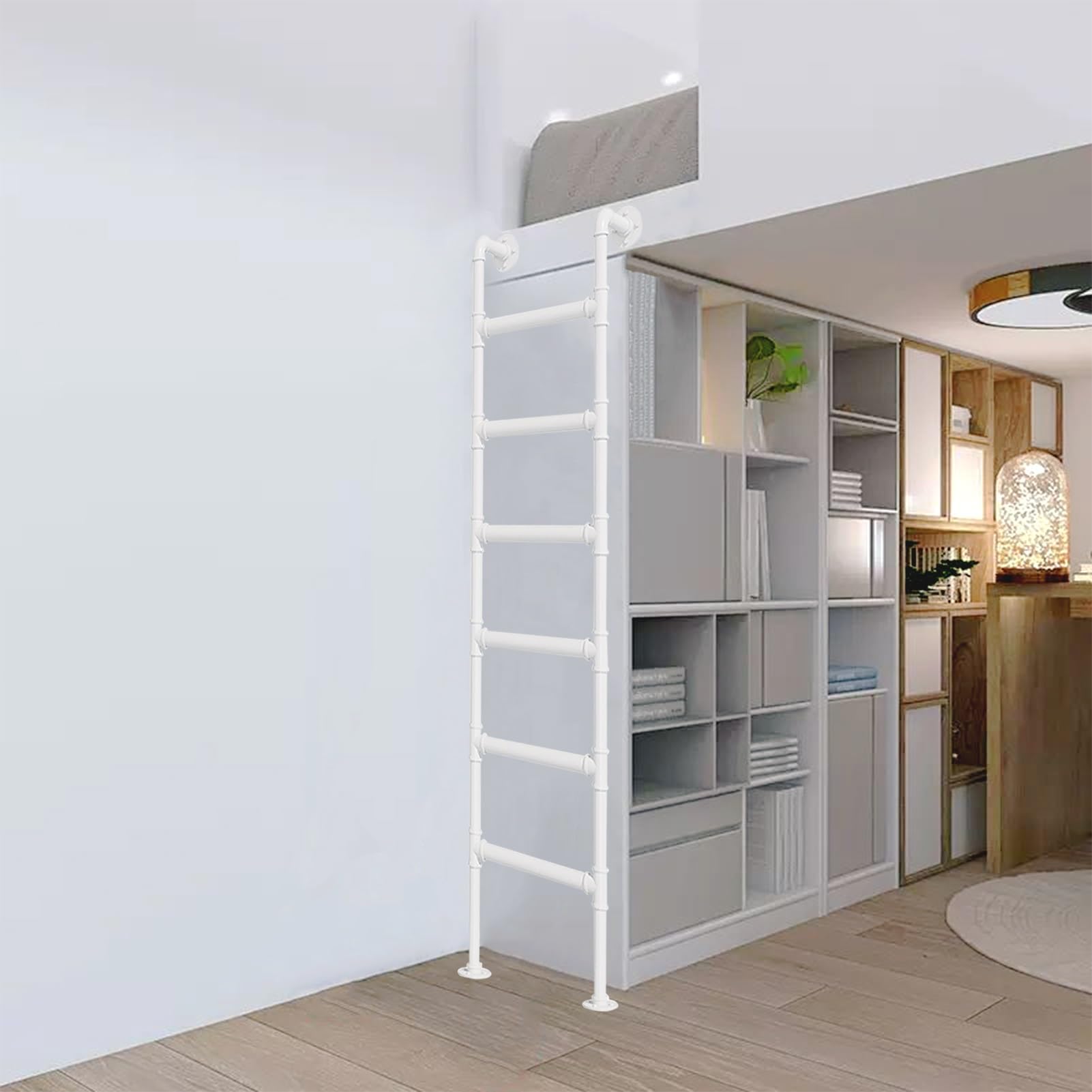 Escalera de pared para loft, escalera industrial de hierro para uso en salida, sótano, soporta hasta 150 kg, ideal para áticos y techos de villa