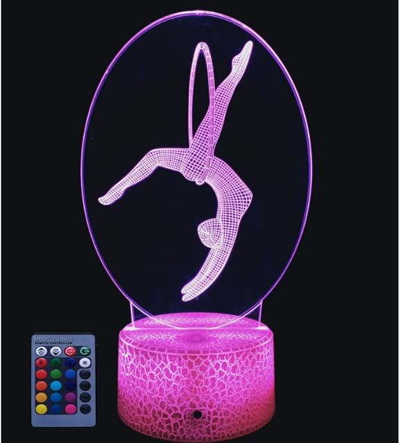 HPBN8 Ltd Creativity 3D Gymnastics Night Light LED Lamp 7/16 Color Change Remote Control USB Powered Table Gift Kids Toys Decor Decorations Christmas Valentines Gift Birthday Gift
