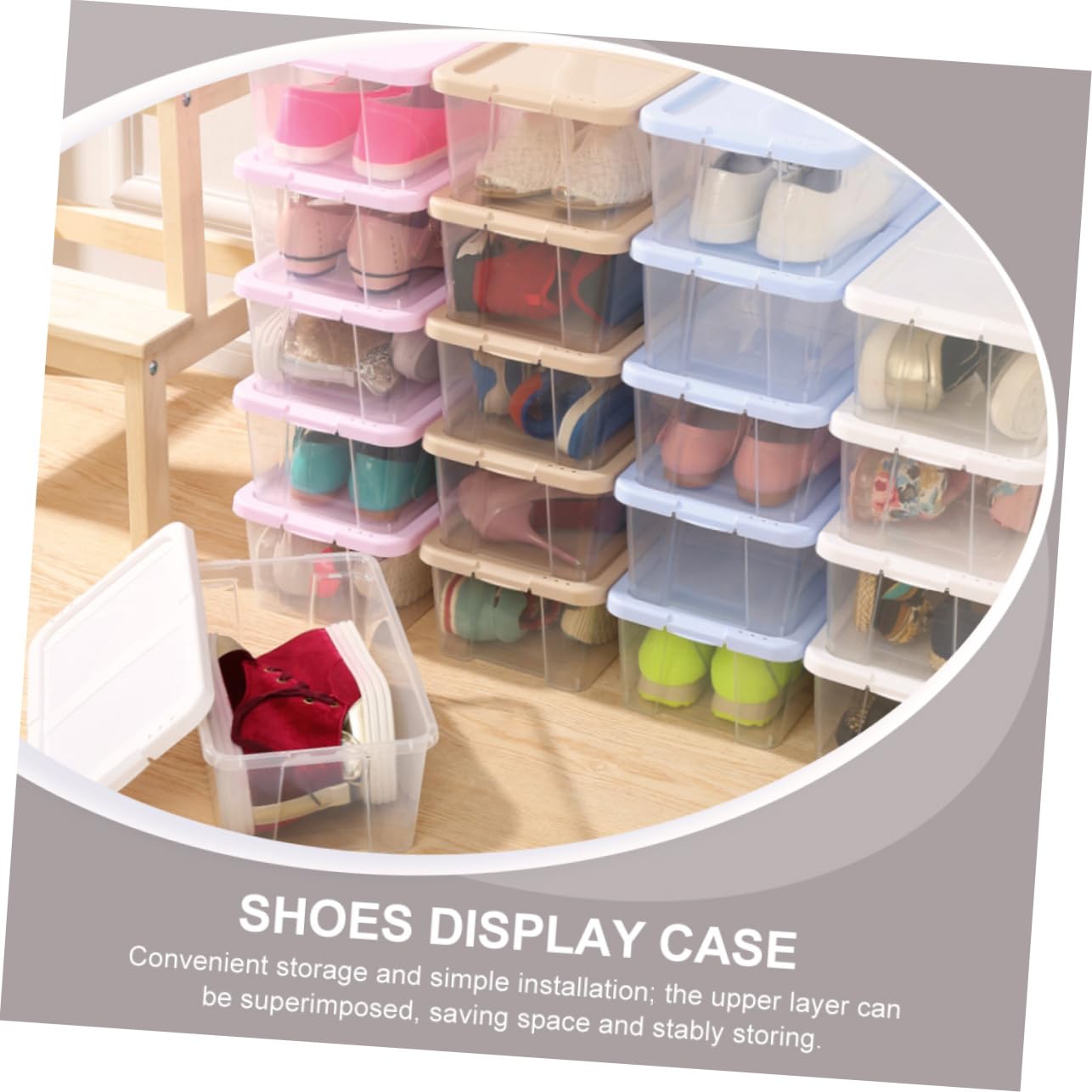 Caja de Zapatos 2 Piezas de Plástico Transparente Apilable