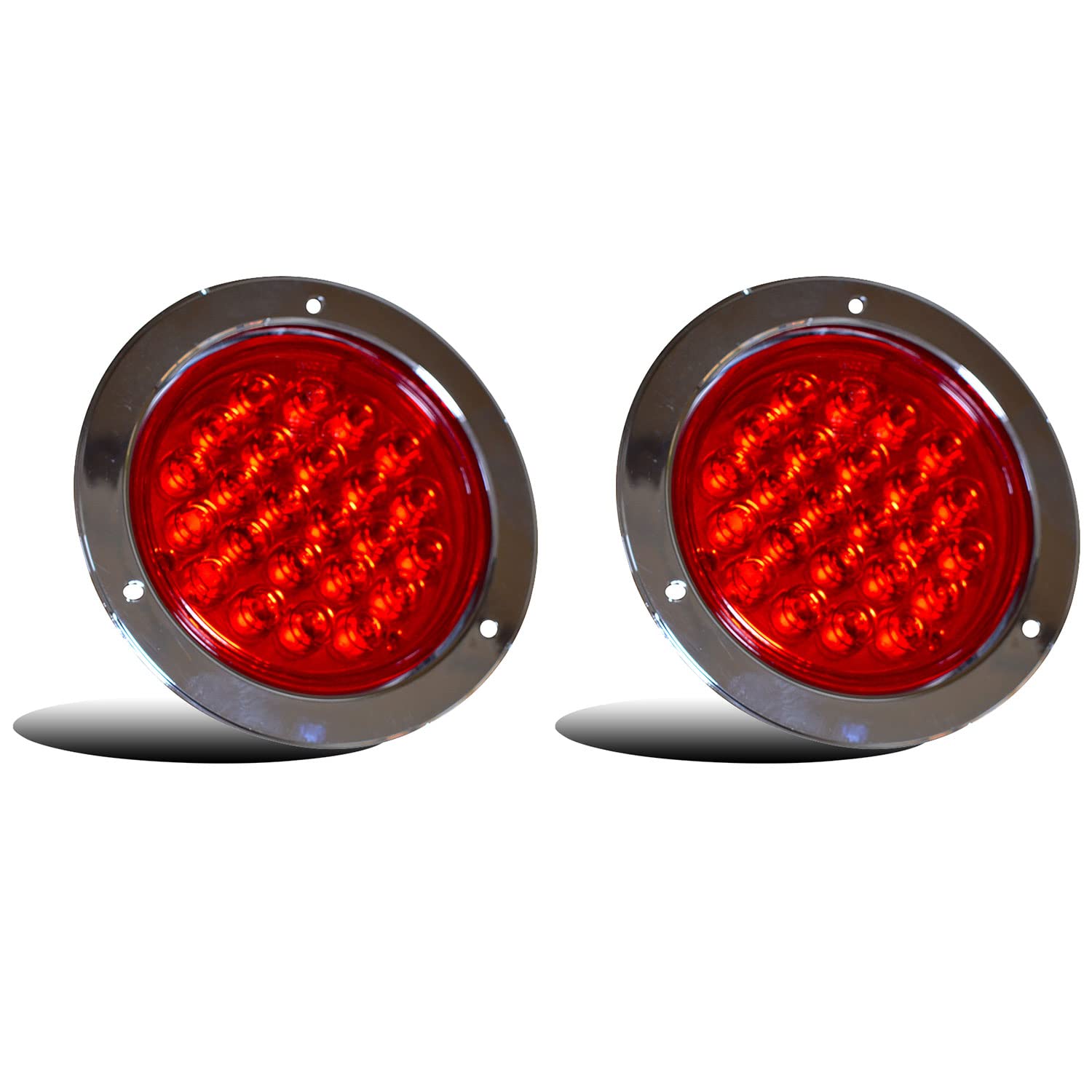 Rotondo 4" LED Rosso Coda Stop Lampada Luce per Trattori Carrelli Trailers Plastica Telaio (2 Pezzi 12000105T