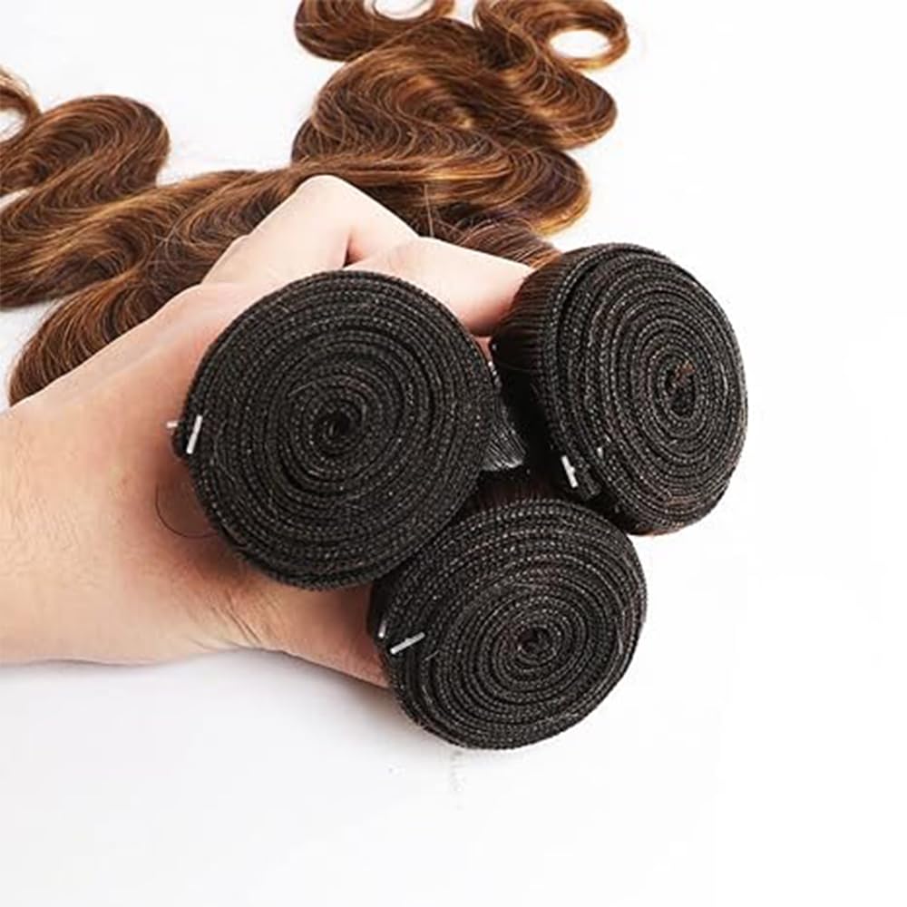 Perruque Dames Bundles Human Hiar Unprocessed Brazilian Virgin Body Wave Human Hair Extensions P430 Highlight Brown Cheveux Humains Bundle With Minimal Shedding Hair 12 14 16 Inch