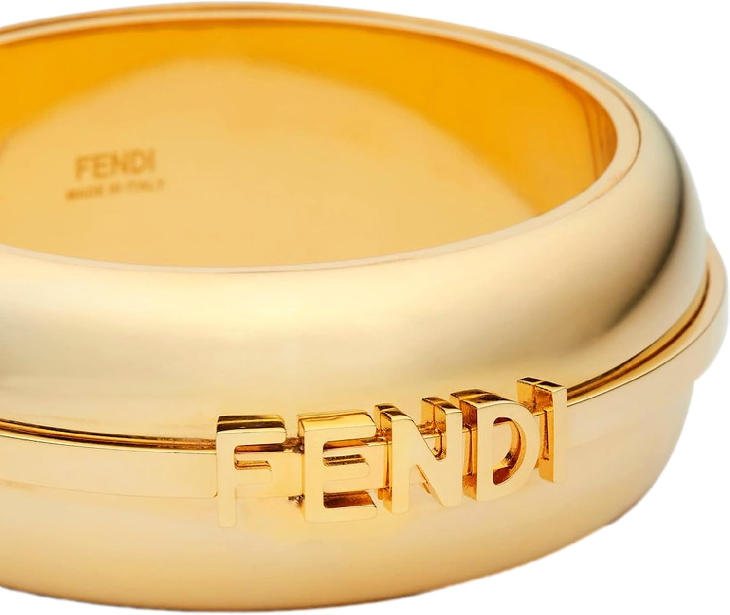 FENDI Fendigraphy Gold Tone Wide Logo Bangle Bracelet New image 3