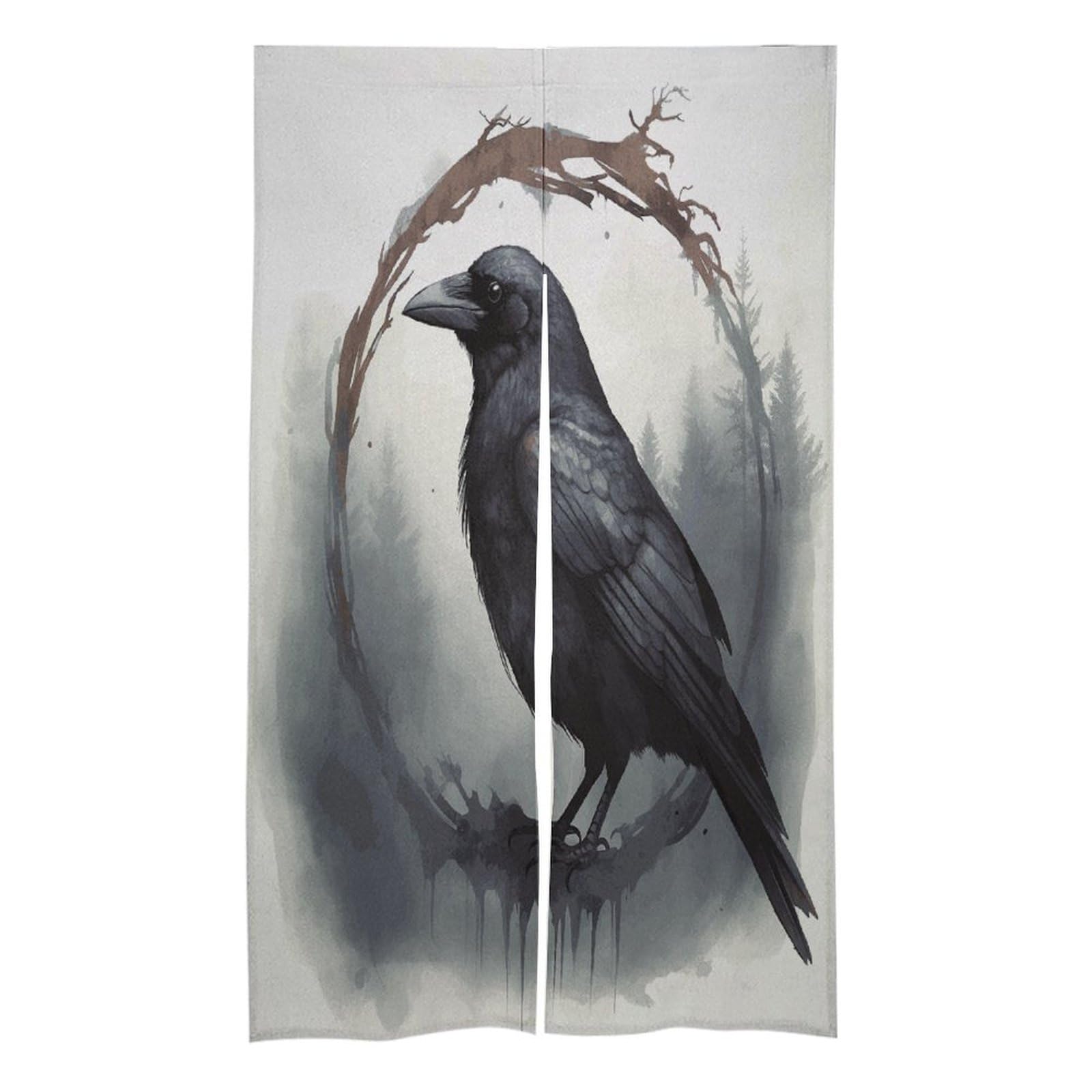 FekiLoot Black Crow Door Curtain for Doorway Privacy French Style Theme Blackout Curtain Splice Thermal Insulated Door Cover Rustic Room Divider Home Decoration 17W X 57L in