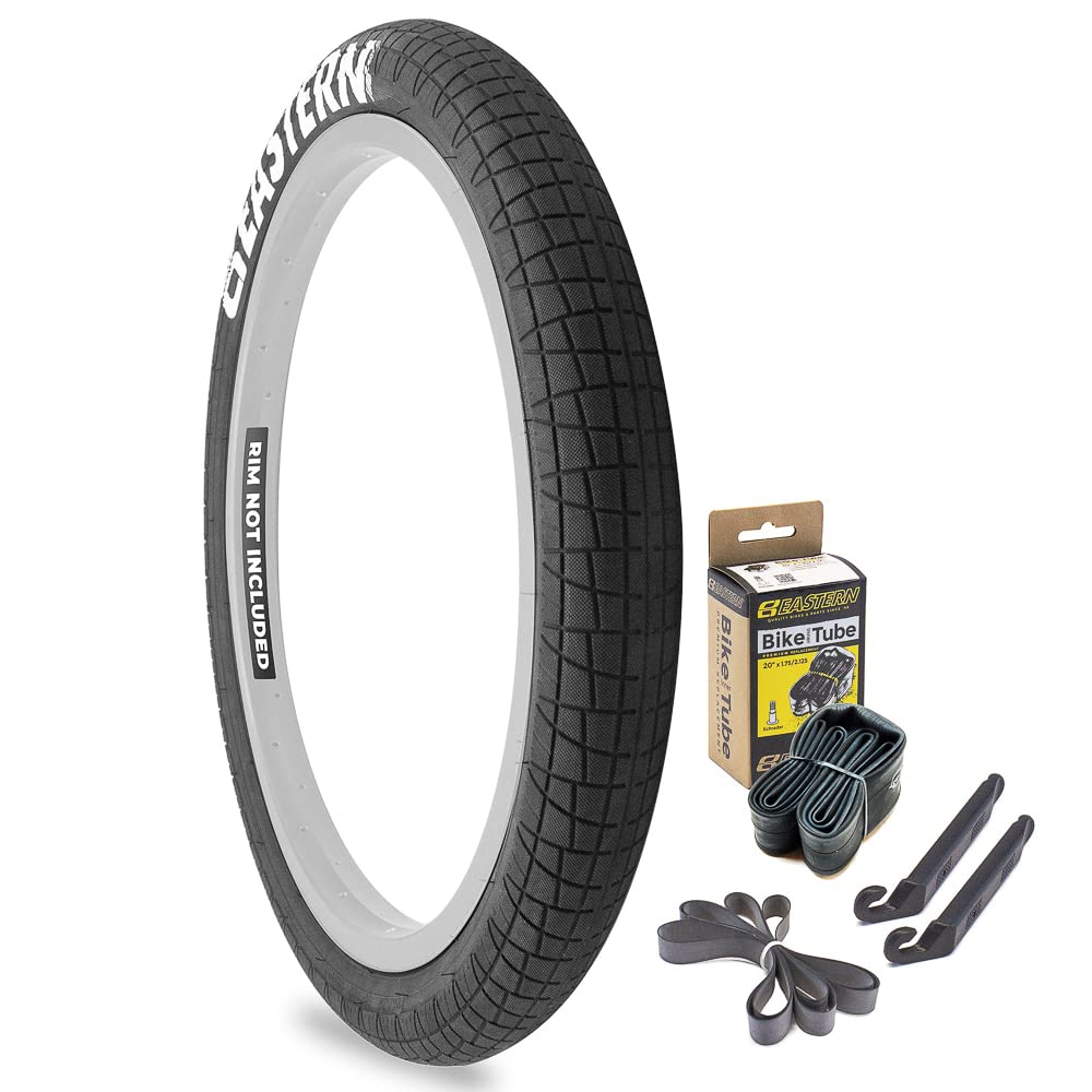 Eastern Bikes Throttle 20 inch BMX Tyres Available with or without Tubes, 2.2, 2.3 and 2.4 Inch Widths, White or Yellow Logo. (2.2" White Logo, 1 Pack With Tubes) โ image 1