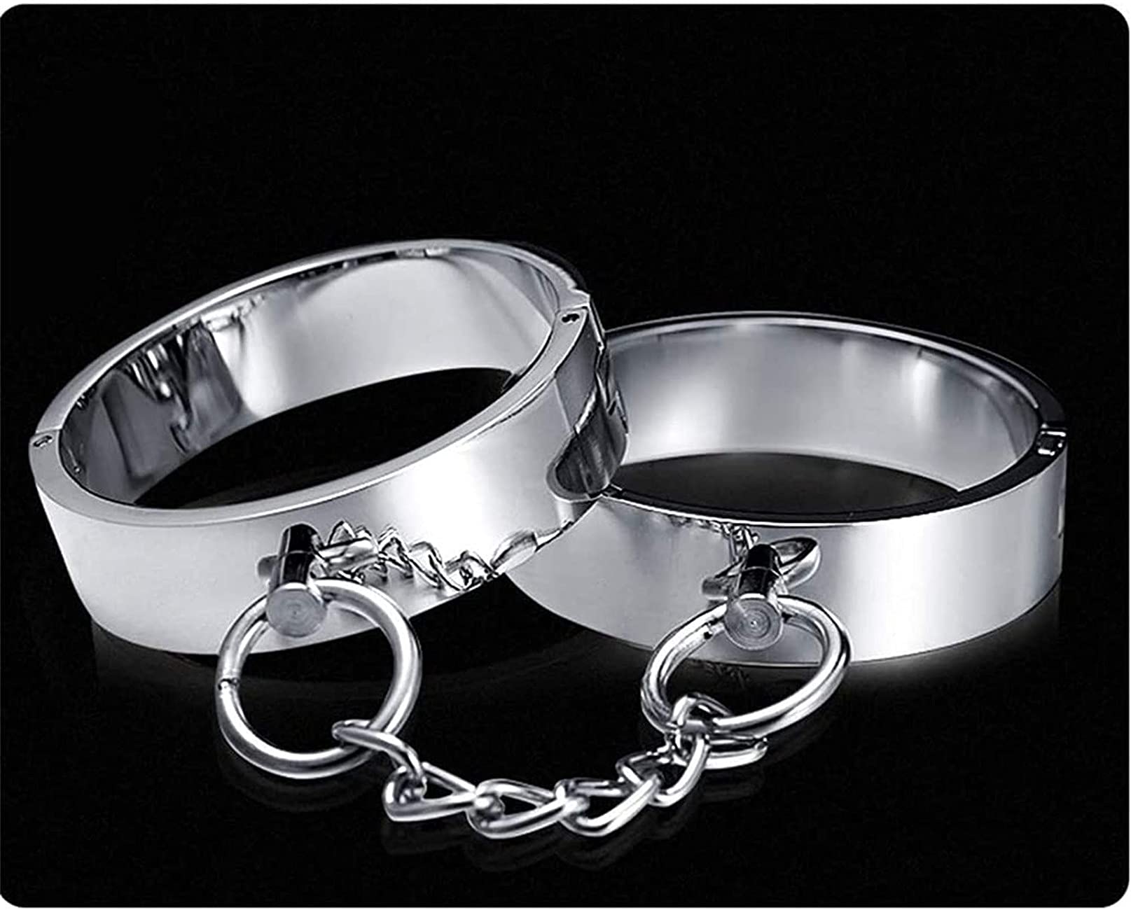 3 Pcs Set Metall Fußfesseln Handschellen Halsband - Komplettes Edelstahl Bondage Kit/Fesselset für Hals, Hände und Füße - Slave Fetish Erwachsene BDSM Sexspielzeug,Frau/3 set,Silber