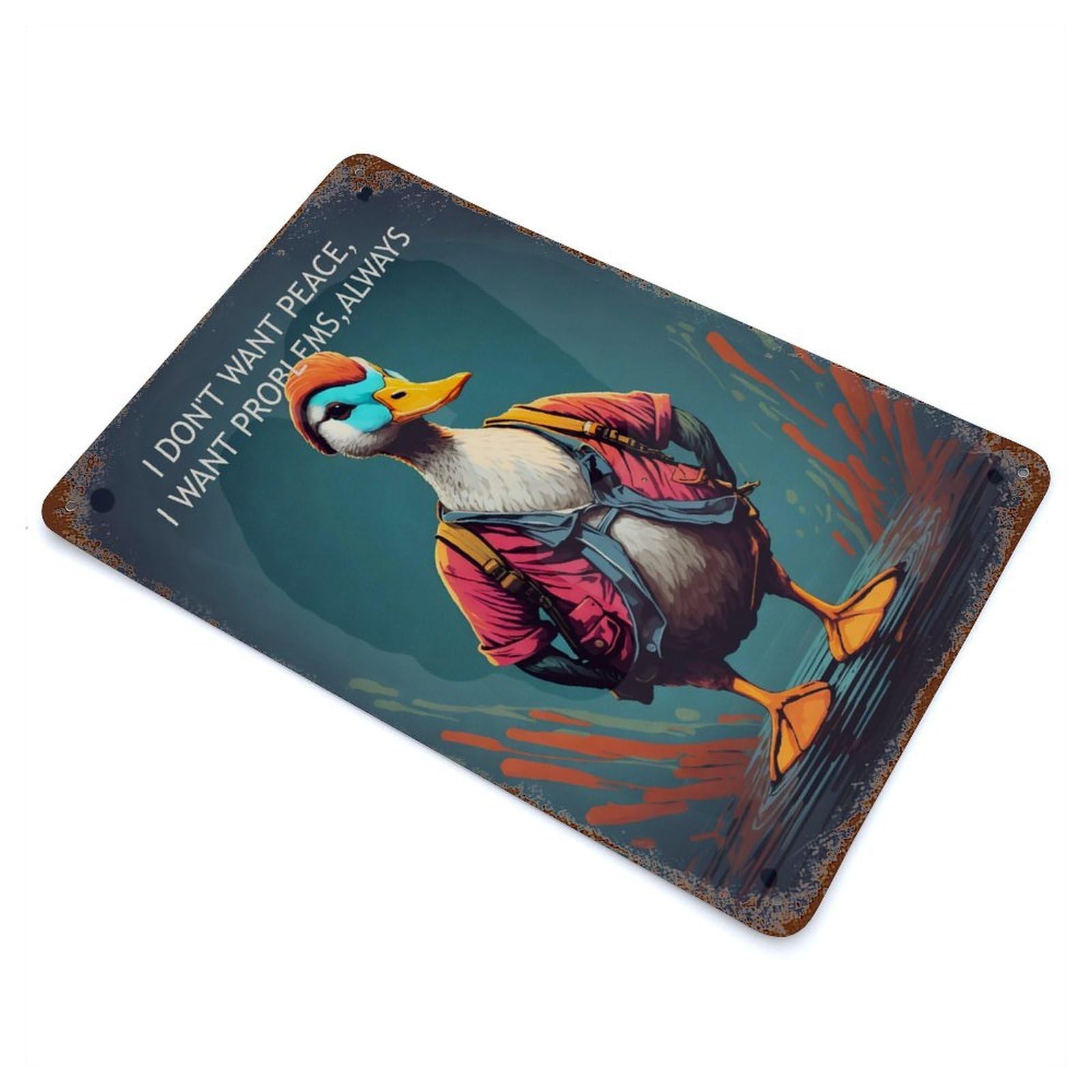 Garage Style A Cute Duck Pot Belly Rustic Tin Plaque 11.8"x7.9", Classic Wall Plaque for Bar And Workshop