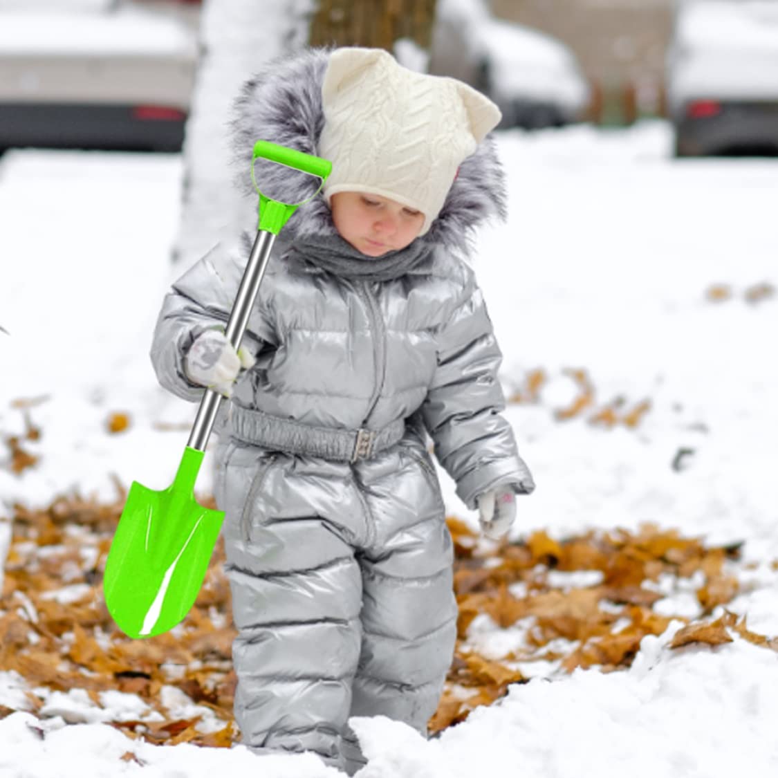 Schneeschaufel für Kinder, Edelstahlgriff, Strandschaufeln, Kunststoffspaten, Schaufeln, Schneewerkzeug, 3 Stück