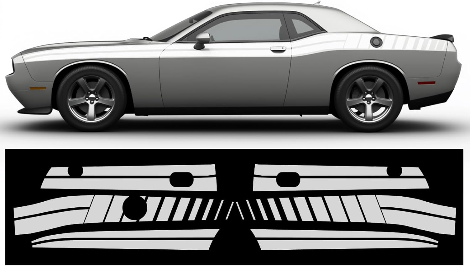 Side Strobe Racing Stripes Graphics Vinyl Decal Sticker Kit Stripe Compatible with Dodge Challenger Scat Pack Stripe Kit 2009-2023 (2015-2023, Matte Black)