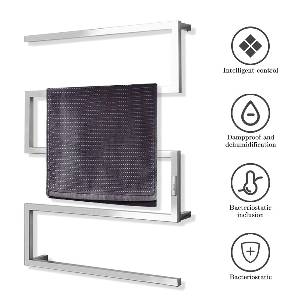 Elektrischer Handtuchwärmer, Beheizter Handtuchhalter Mit Timer, 2 Stunden, 4 Stunden, Wandmontage, Plug-In/Festverdrahteter Heizkörper Für Das Badezimmer Zu Hause