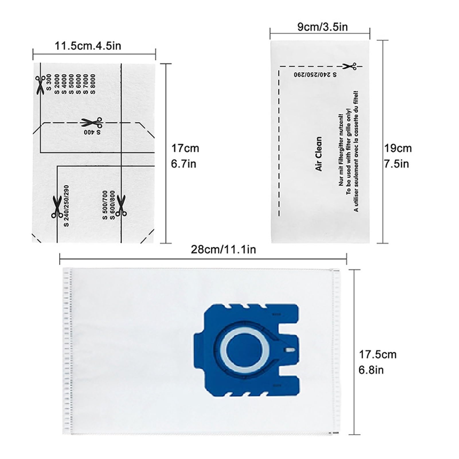 Staubsaugerzubehör Staubbeutel, Kompatibel for Miele, GN C1 C2 C3 S400i S600 S2 S5 S8 Serie, Ersatz-Einweg-Staubsammel-Müllbeutel(20pcs)