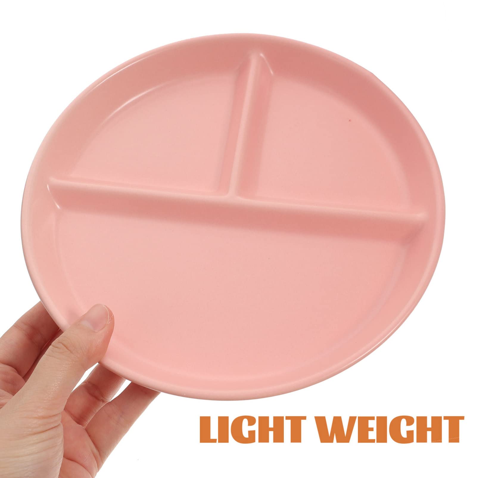 Bandeja de cerámica Dividida para Servir, Platos para Servir con 3 Compartimentos, Platos Redondos para Salsa divididos de 10 Pulgadas (Rosa, 20,5x20,5x2,5 cm)