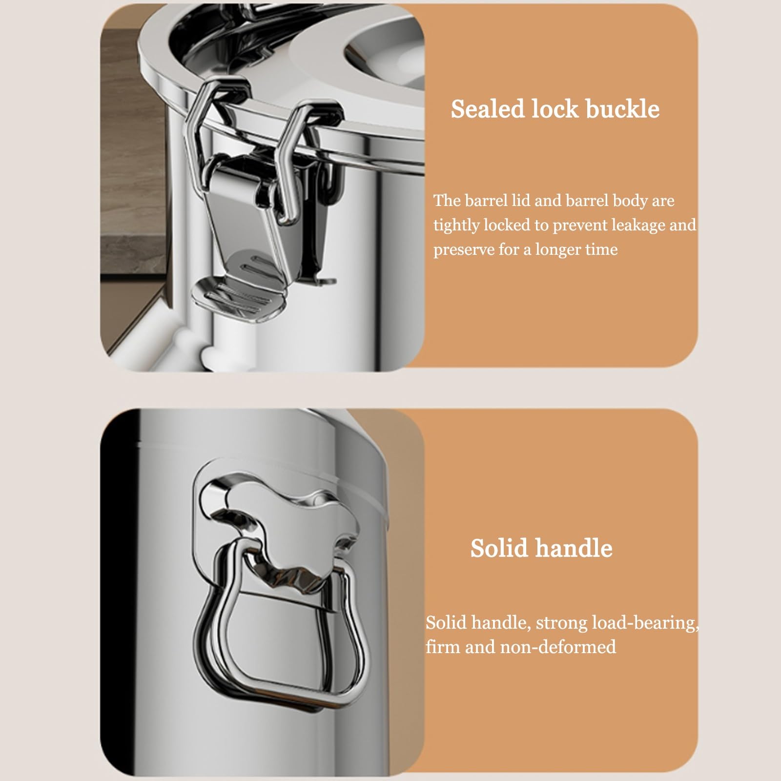 Cubo hermético de acero inoxidable para alimentos, barril duradero para almacenamiento seguro de alimentos y transporte de leche, ideal para uso doméstico y comercial