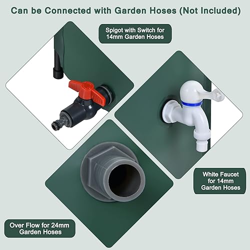 Miniatura 4 de Safstar - Barril de lluvia plegable, tanque de almacenamiento plegable de recolección de agua, resistente a la intemperie, contenedor de lluvia de