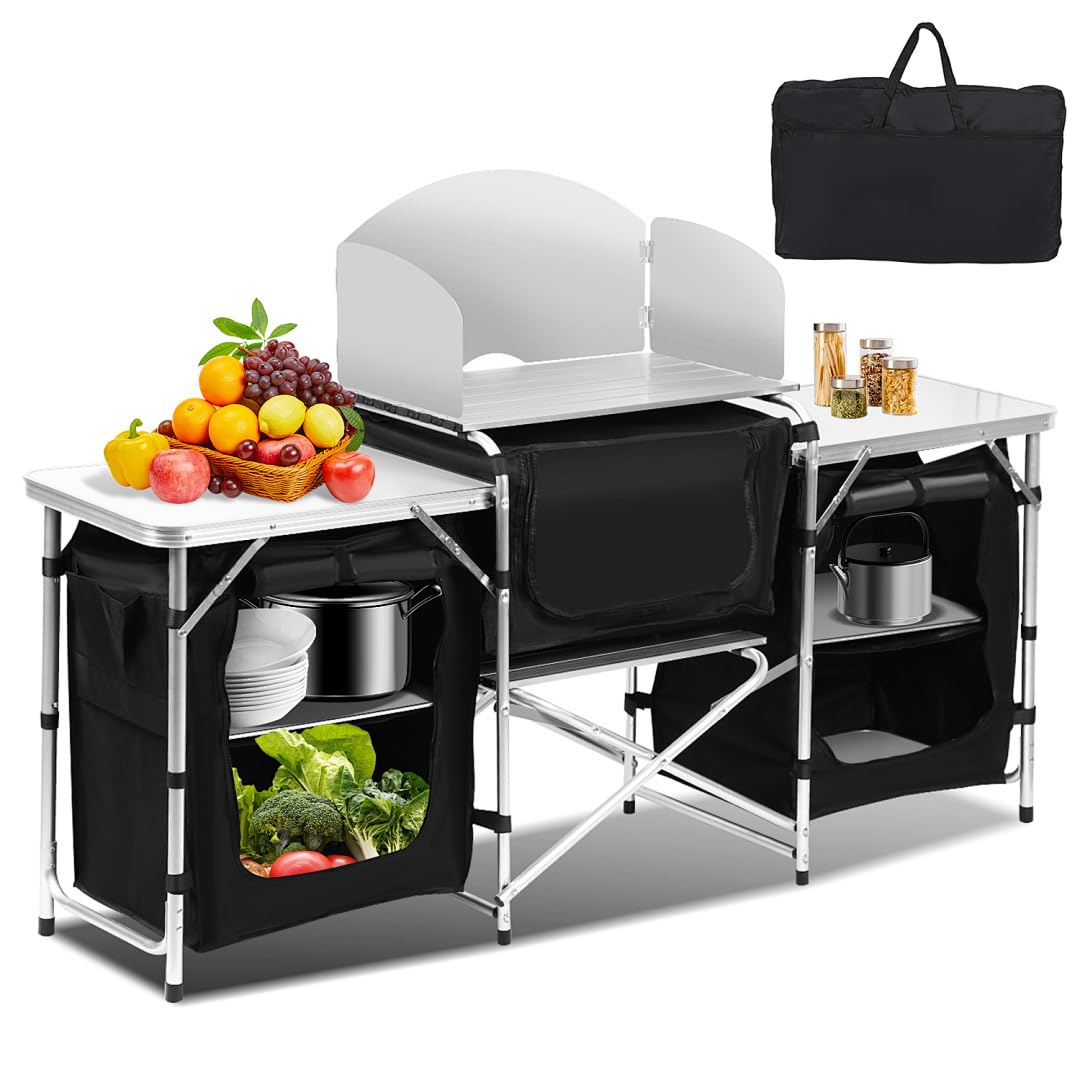 Campingküche Campingschrank Klappbar, Zeltschrank, Küchenbox, Outdoor Camping Küche, Küchenschrank, Reiseküche für Camping, Picknick, Gartenparty