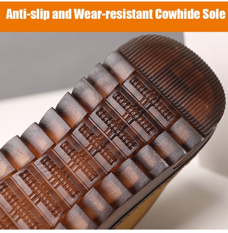 Hopomart Men's Casual Leather Fashion Slip-on Loafers Shoes Hand-Stitched Wear-Resistant Breathable Shoes Driving Shoes4