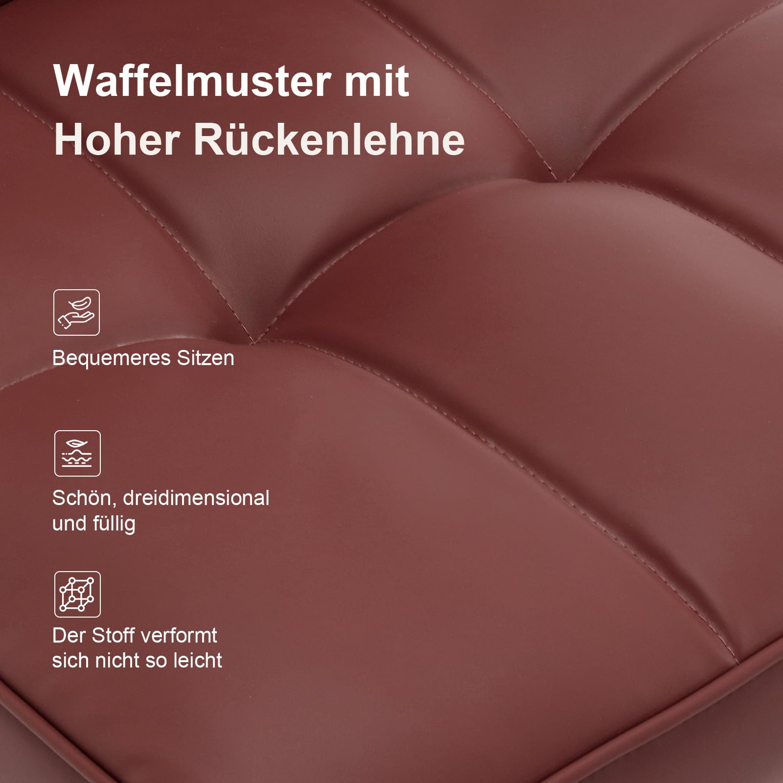Bekrvio 200KG Belastbar Esszimmerstühle 2Er Set, （8cm dick） Kunstleder Stühle Esszimmer, Einteiliger Metallbeinen Küchenstühle Mit Lehne, Leichter Luxus-Polsterstuhl Fü Küche Esszimmer Wohnzimmer