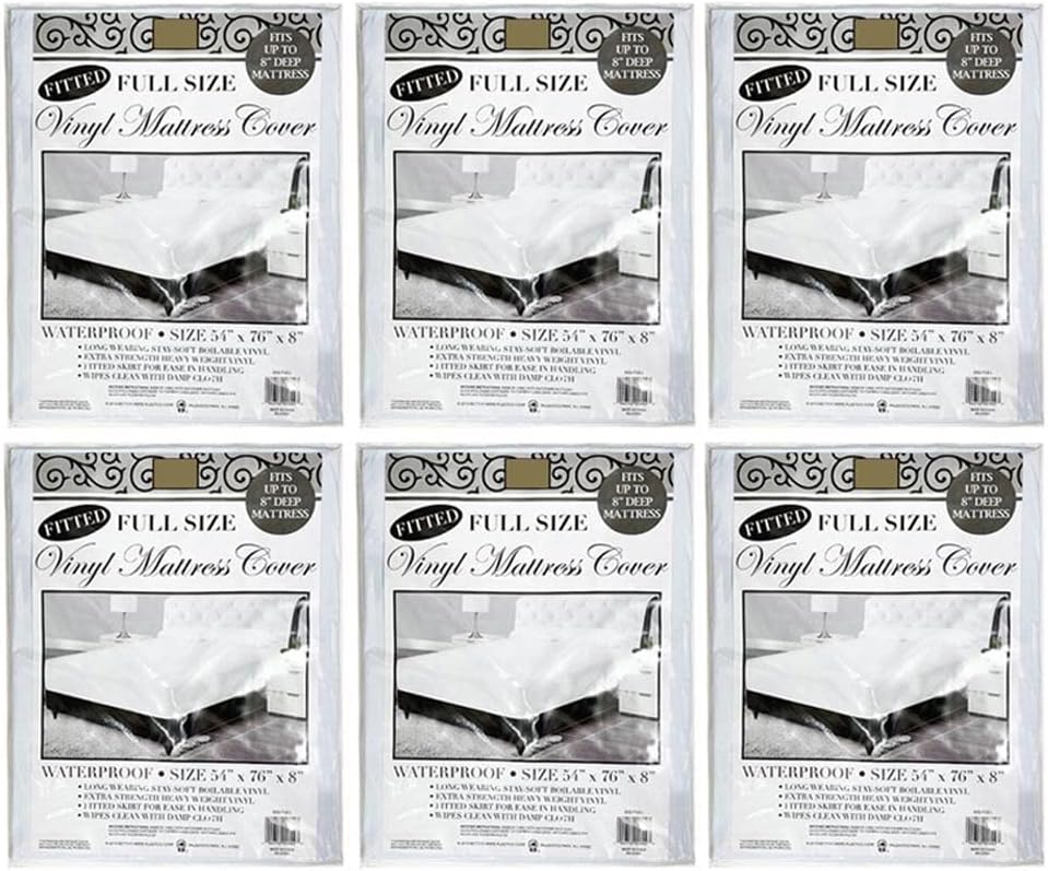 6 Pack Full Size Mattress Protector Heavy Duty Vinyl Waterproof Fitted Bed Cover