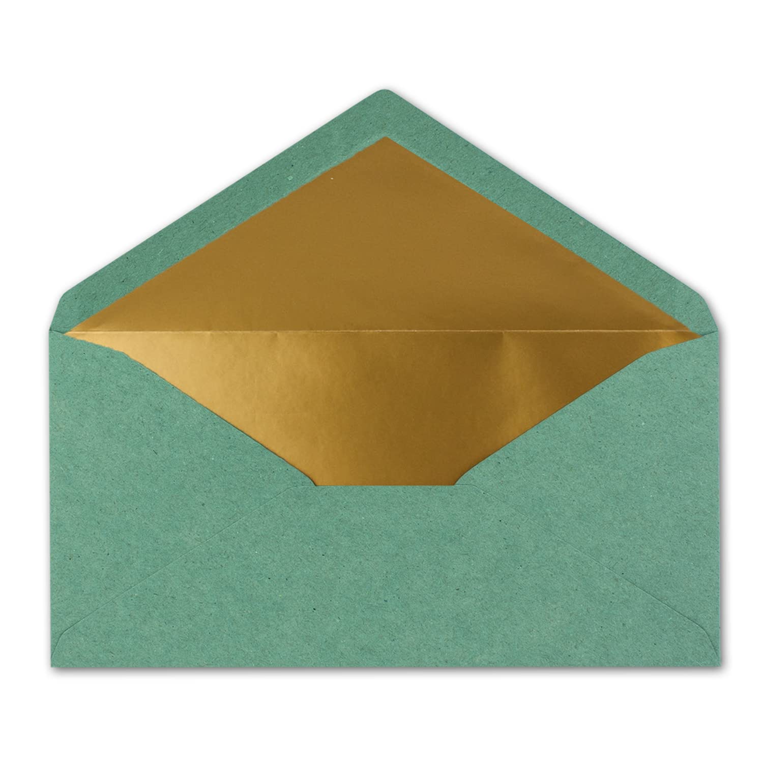 Neuser 400 buste vintage foderate in oro, formato DIN lungo, 110 x 220 mm, carta kraft eucalipto (verde) riciclata, con incollaggio a umido