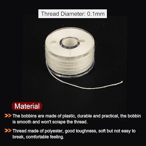 Miniatura 5 de HARFINGTON Juego de hilos de bobina preenrollados tamaños estándar con caja de 25 compartimentos para bordar y máquina de coser, color beige claro