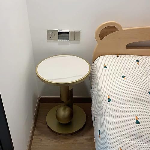 Miniatura 2 de Mesa auxiliar redonda de mármol moderna de 15.7 pulgadas, mesa auxiliar decorativa (dorado)