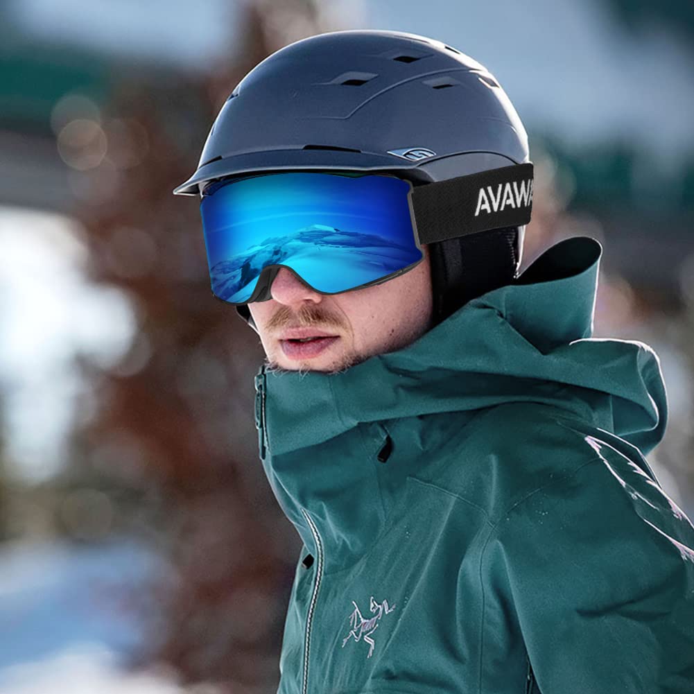 AVAWAY Homme Femme Lunette de Ski Masque Magnétique UV Protection Ski Snowboard Autres Sports Hiver AV901