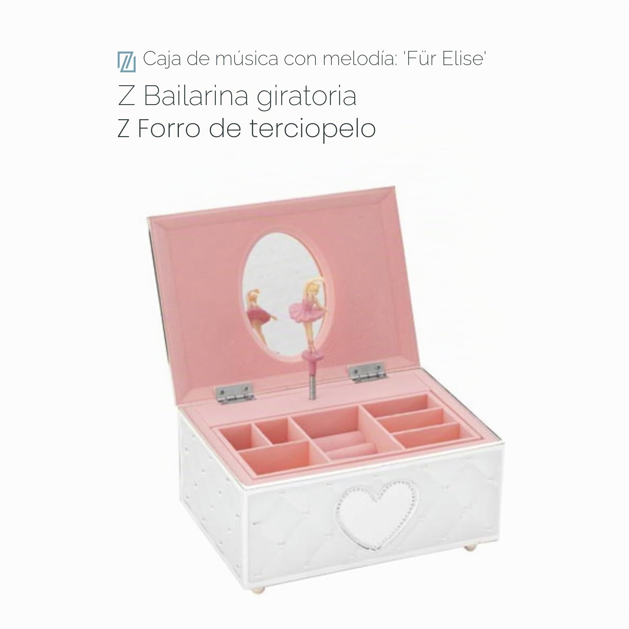 Zilverstad - Caja de joyas Bailarina plateada (con caja de música)