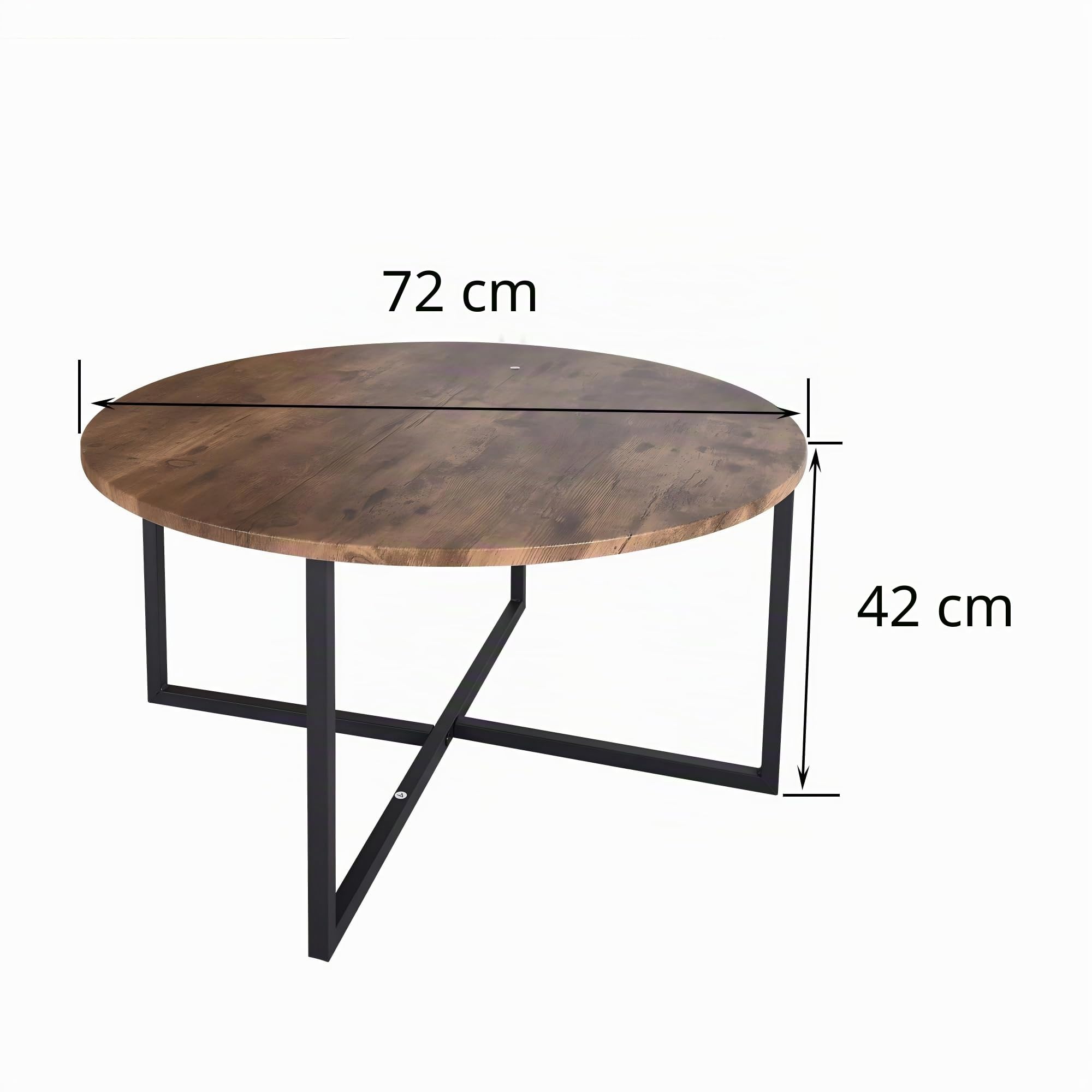 HOJINLINERO Mesa de centro redonda industrial, mesa de té y café, mesa auxiliar de madera con patas de metal