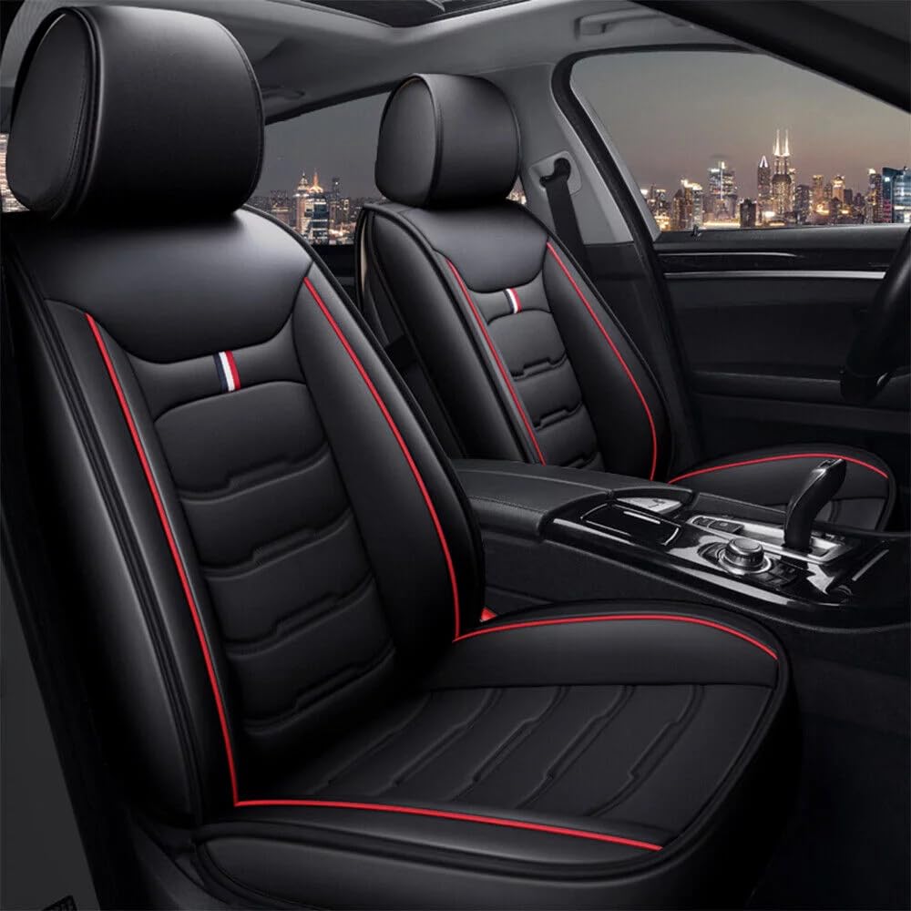 Coche Juegos de Cubreasientos, para Renault Kadjar 2015 2016 2017 2018-2022 5 Plazas Cuero Protector de Asiento de Coche Accesorios,Standard Version-Black Red
