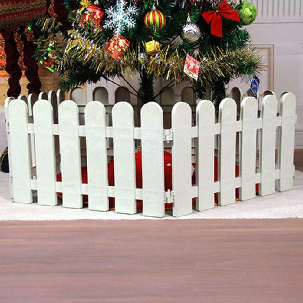 CHICIEVE 4 pcs 11.8x19.7inch White Plastic Fence Christmas Xmas Tree Gate Wedding Party Decoration Indoor Garden Border and Dog Cat Christmas Tree Protector (78.7 Inch in Total)