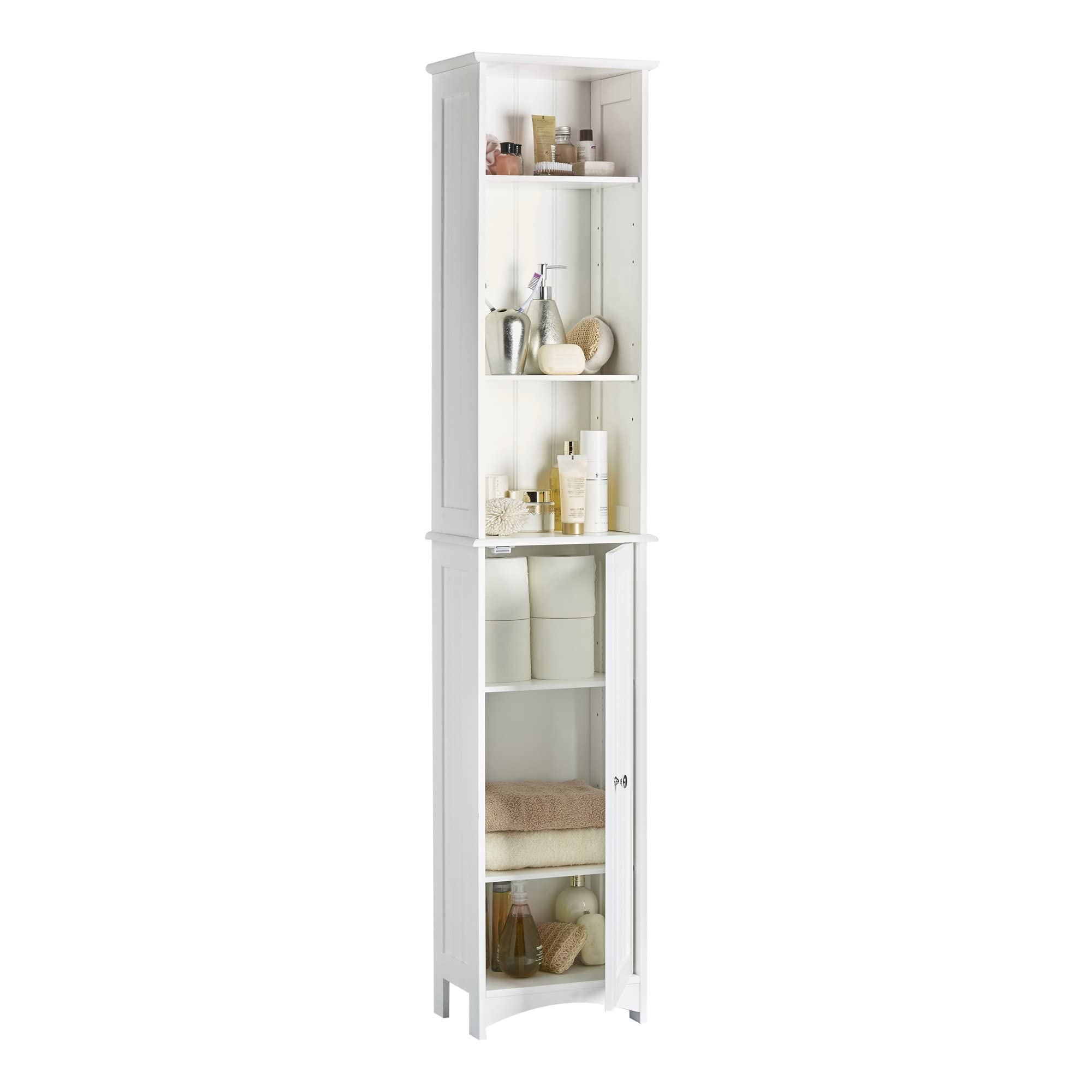 VonHaus Tall Bathroom White Tallboy Bathroom Furniture