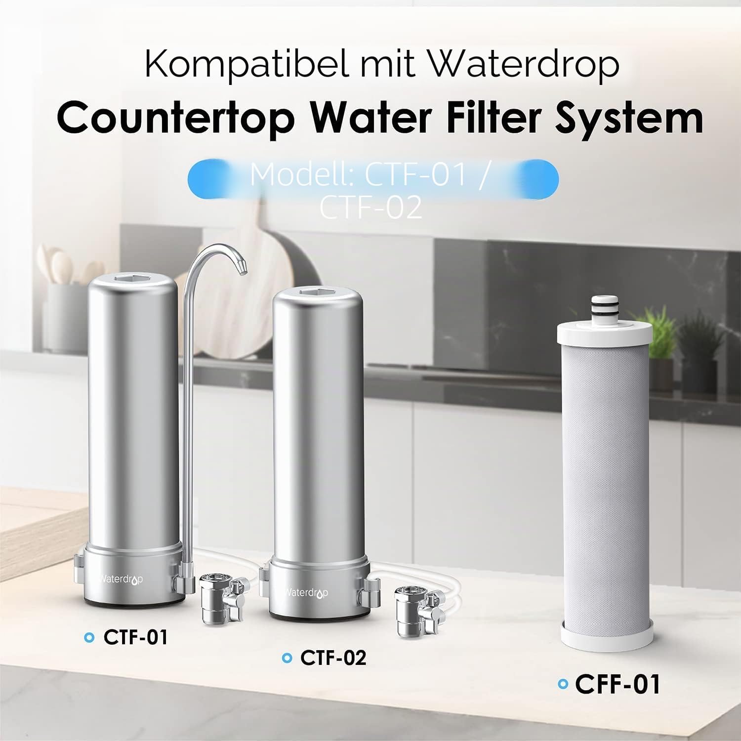 Waterdrop WD-CFF-01 Ersatzfilter, Wasserfilter Wasserhahn, 5-stufiger Leitungswasserfilter, längere Filterlebensdauer, reduziert Schwermetalle, schlechten Geschmack und bis zu 99% Chlor, 1er Pack
