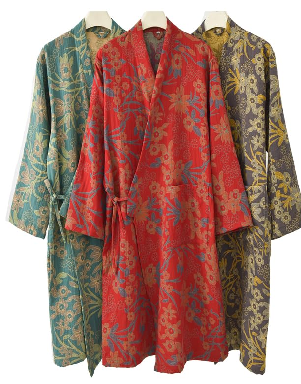 Japanischer Morgenmantel aus Musselin, Jacquard, für Damen, lässiges und atmungsaktives Nachthemd, Hotel Yukata für zu Hause, Kimono, Retro, gemütlich