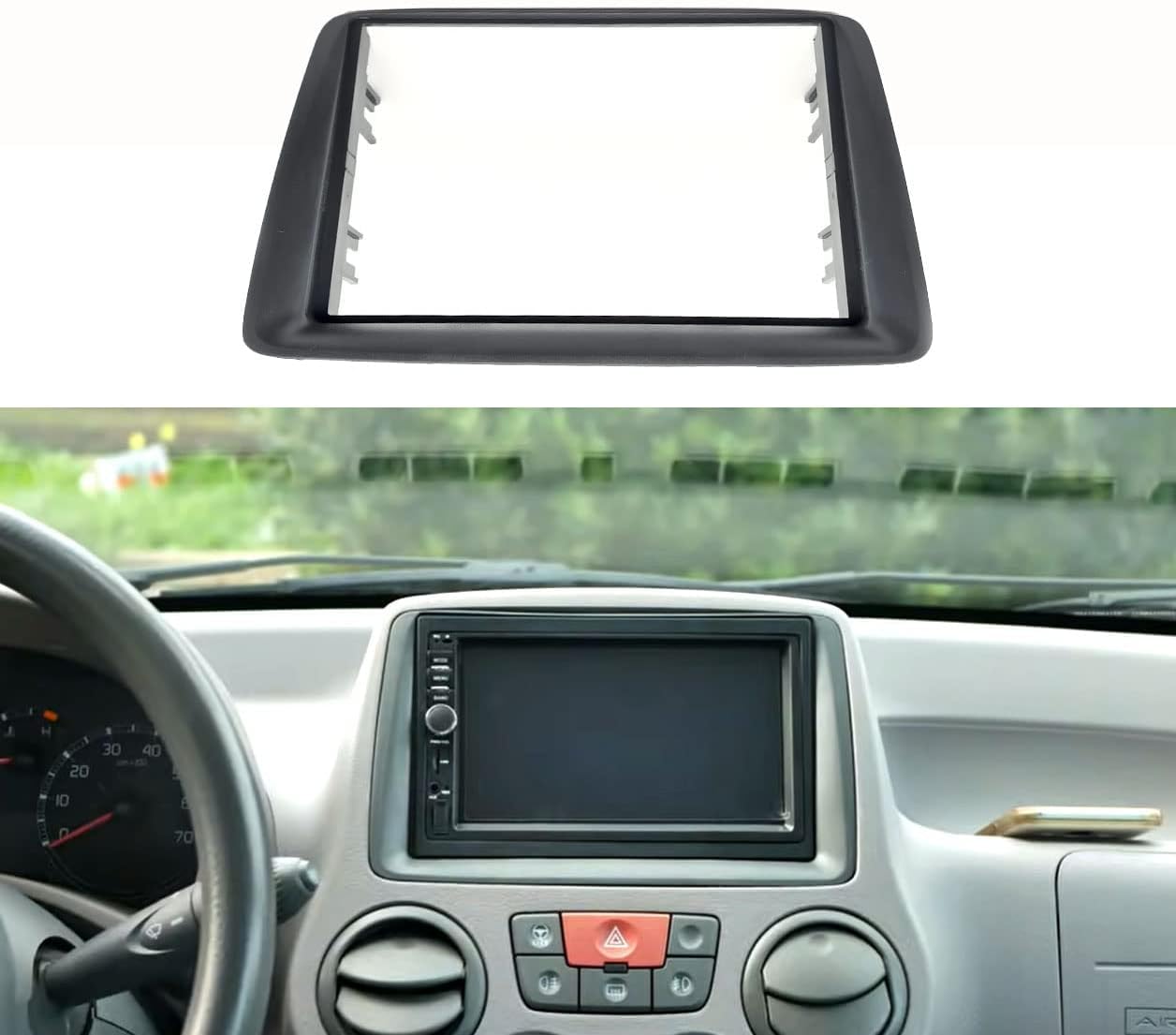 Mascherina 2DIN Adattatore Autoradio Cornice Stereo compatibile con FIAT Panda (169) dal 2003 al 2011 con Kit Fissaggio - Grigio
