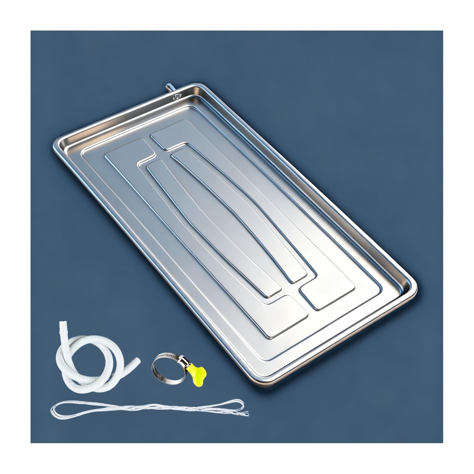 HBOOMOEM Thickened Cold Rolled Steel Drip Pan with Drain Valve, Stainless Steel Window Ac Drip Pan, Suitable for Window Type and Split System Air Conditioners.(2m,84 * 38CM/33 * 15in)
